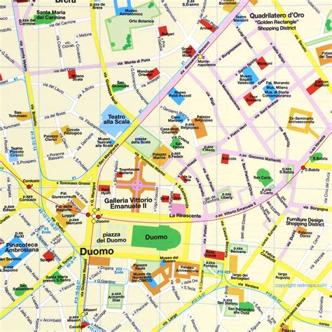 Milan City Center Attractions Map | Red Maps