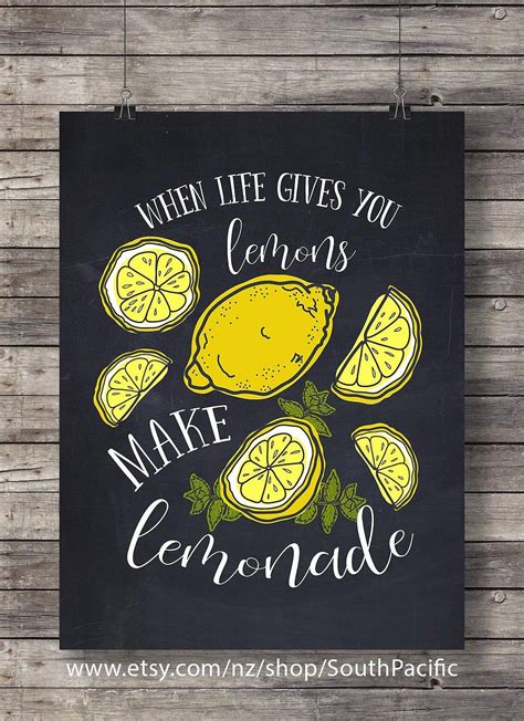 When Life Gives You Lemons Quote Chalkboard Hand Lettering Lemonade