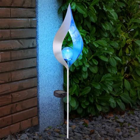 LAMPE SOLAIRE LED Bleu D Extérieur Pointe Jardin à Pied Boule de Verre