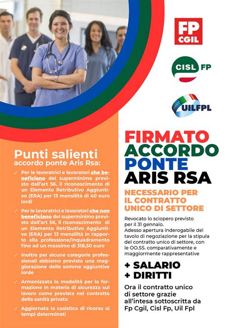 Salute Fp Cgil Cisl Fp Uil Fpl Firmato Accordo Ponte Per Il Ccnl