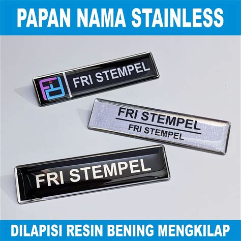 Jual Papan Nama Nama Dada Stainless Silver Lapis Resin Shopee Indonesia