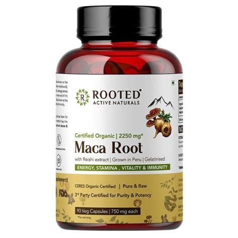 Rooted Active Natural Certified Organic Peruvian Maca Root Capsule With