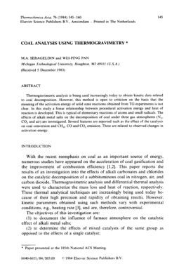 Fillable Online Wku COAL ANALYSIS USING THERMOGRAVIMETRY Wkuedu Fax