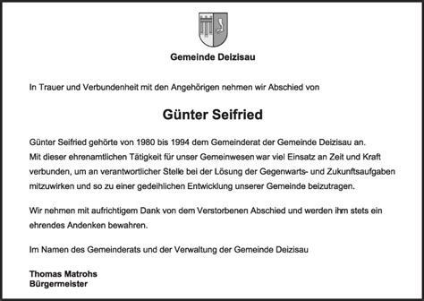 Traueranzeigen Von G Nter Seifried Zeit Des Gedenkens De