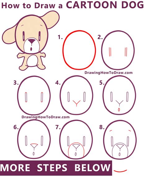 Dog Step By Step Drawing Cartoons