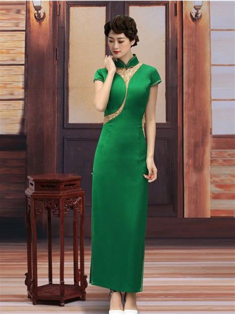 Custom Tailored Green Qipao Cheongsam Dress With Split Cheongsam Dress Dresses Qipao