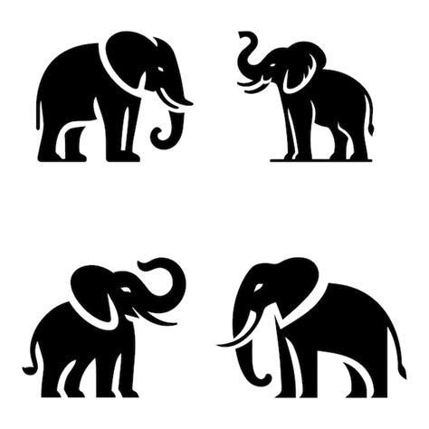 Premium Vector Black Amp White Elephants Elephant Silhouettes Vector