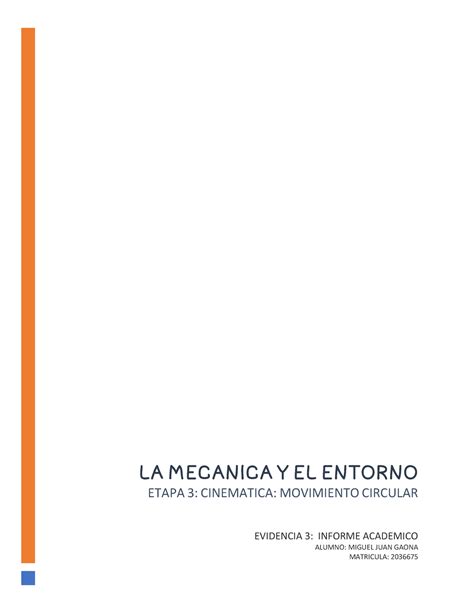 La Mecanica Y El Entorno Etapa 3 Cinematica Movimiento Circular