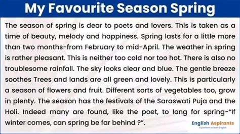 English Writing About Your Favourite Season