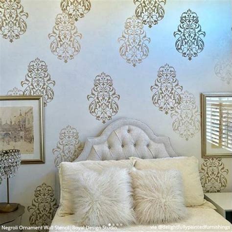 25 Luxurious Bedroom Feature Wall Stencils - DIY Painted Accent Walls