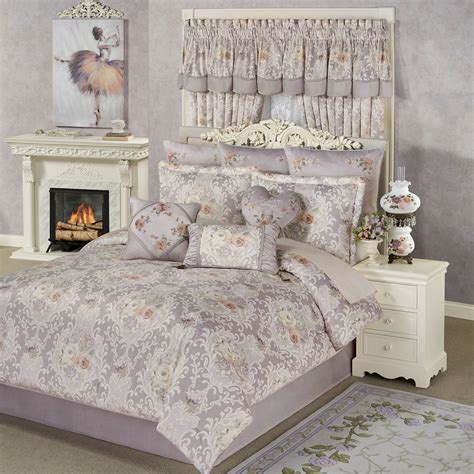 Romantica Wisteria Velvet Floral Damask Comforter Bedding