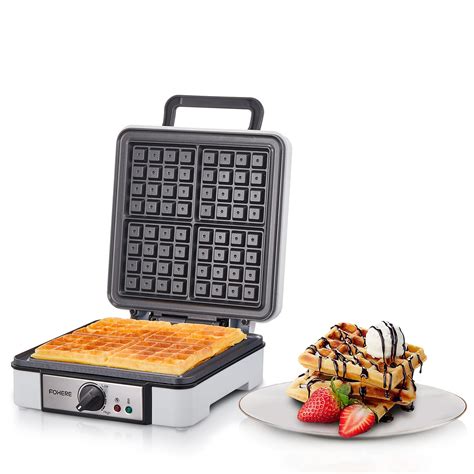 Fohere Belgian 4 Slice Waffle Maker 1200w Non Stick Browning Control