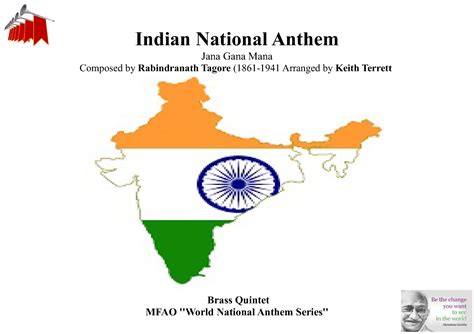 Indian National Anthem For Brass Quintet Mfao World National Anthem Series Arr Keith Terrett