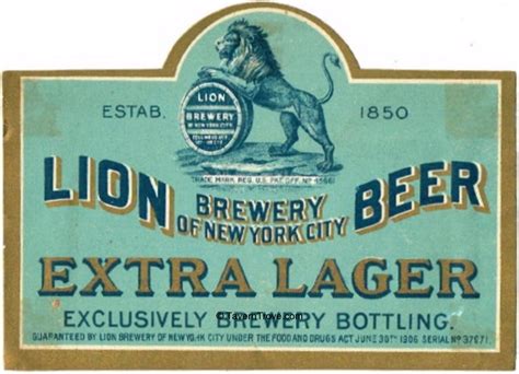 Item #73866 1907 Lion Extra Lager Beer Label NY59-14