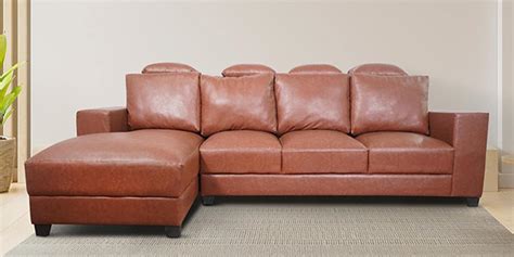 Buy Modish Fabric Leatherette LHS Sectional Sofa In Brown Tan