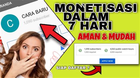 BISA MONET DALAM 7 HARI CARA MENAMBAH SUBSCRIBER JAM TAYANG