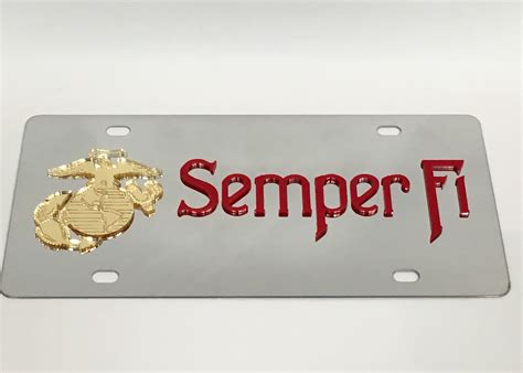 U S Marine Corps Semper Fi Stainless Steel License Plate Custom