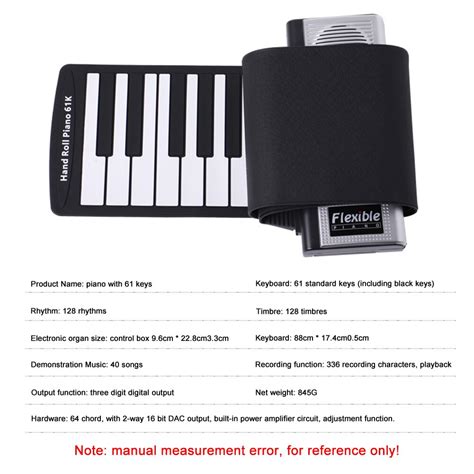 Roll Up MIDI Flexible Piano 61 Keys Silicone Portable Foldable Soft Keyboard Electronic Piano ...