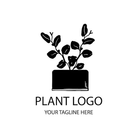 Silueta De Planta En Blanco Y Negro Vector Premium