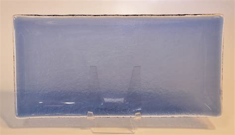 X Rectangle Transparent Blue Glass Plate Bent