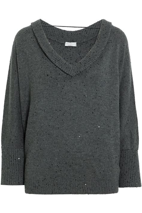 Buy Brunello Cucinelli Sequin Embellished Cashmere And Silk Blend