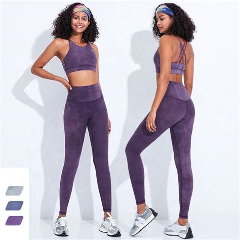 Lulu Same Style Align Nude High Waist Yoga Pants Women S Fitness Suit Set Tie Dye Tights