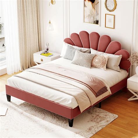 Base De Cama Tapizada Queen Con Cabecero Cama Moderna De Plataforma De