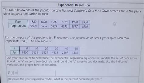 Solved The Table Below Shows The Population Of A Fictional Chegg