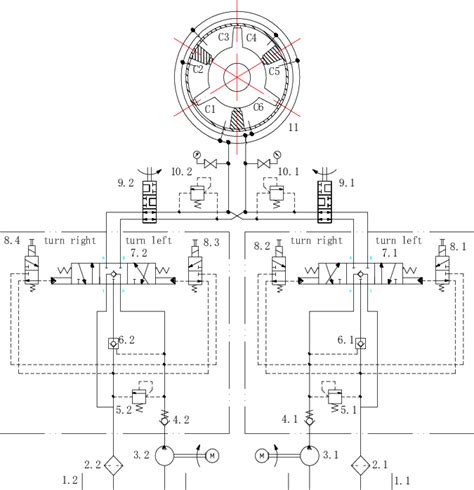 Schematic diagram of steering gear hydraulic system. | Download ...