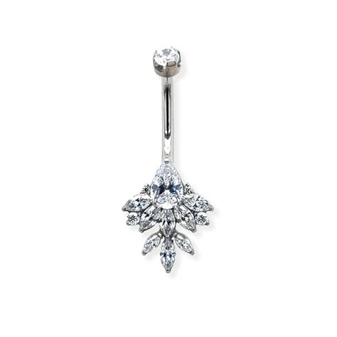 cz leaf navel ring  body jewel