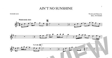 Ain T No Sunshine Tenor Sax Solo Print Sheet Music Now