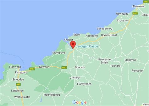 cardigan town wales uk  area map