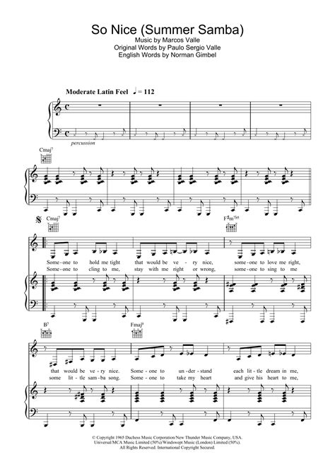 So Nice Summer Samba Sheet Music By Marcos Valle For Piano Keyboard