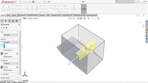 Solidworks In A Minute How To Do Extrude Cut From Surface And Inside