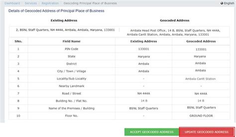 Geocoding Of Address Of Principal Place Of Business