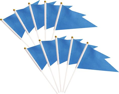 50 Pack Blue Pennant Small Mini Flags On Stickshand Held