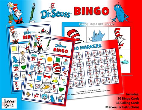 Dr Seuss Bingo Printable Party Game Etsy In 2021 Bingo Printable