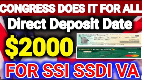 Congress Does It Direct Deposit Date 2000 Stimulus Check Will Be