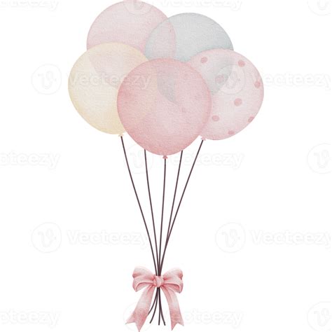 Lovely Pink Balloons Watercolor Clipart Hot Air Balloon Clipart