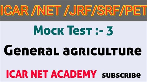 Mock Test 3 Important For Icarnetjrfsrfuet And Pet Agriculture