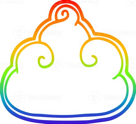 Rainbow Gradient Line Drawing Of A Cartoon Cloud Symbol 45212650 Png