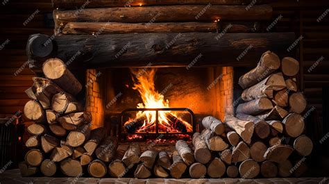 Premium Photo | Logs burning in a fireplace