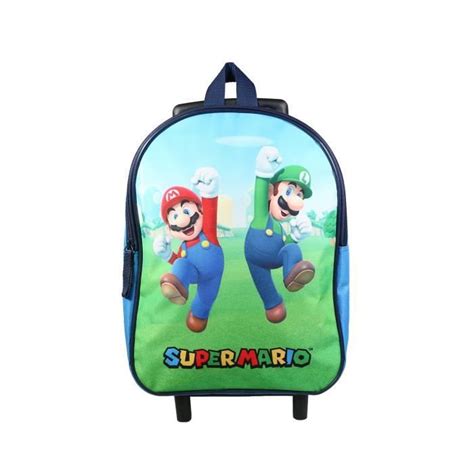 Sac Dos Roulettes Maternelle Super Mario Bleu Bagtrotter Cm