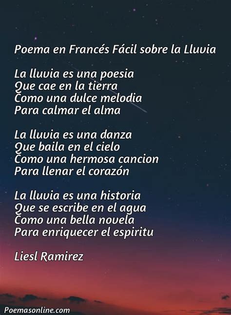 5 Poemas en Francés Fáciles sobre la Lluvia Poemas Online