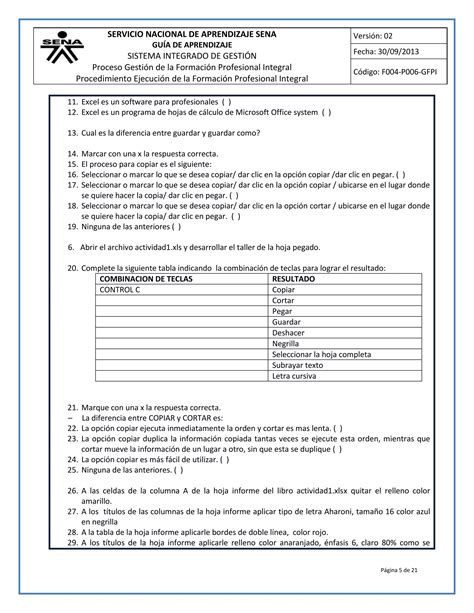 Guia De Aprendizaje Nro Excel Entorno Laboral Pdf