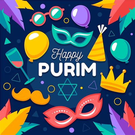 Diseño plano feliz día de purim Vector Gratis