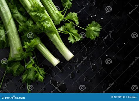 Parsley On A Dark Background Is A Graphic With A Natural Character