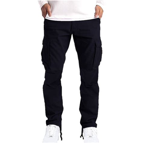 Homenesgenics Work Pants For Men Men Solid Casual Multiple Pockets Outdoor Straight Type Fitness