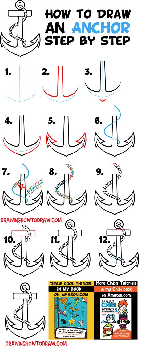 How To Draw An Anchor Easy Step By Step Drawing Tutorial For Beginners