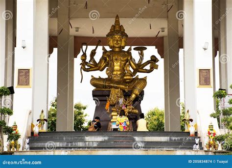 Golden Brahma Statue Thewalai Angel Shrine In Garden For Thai People